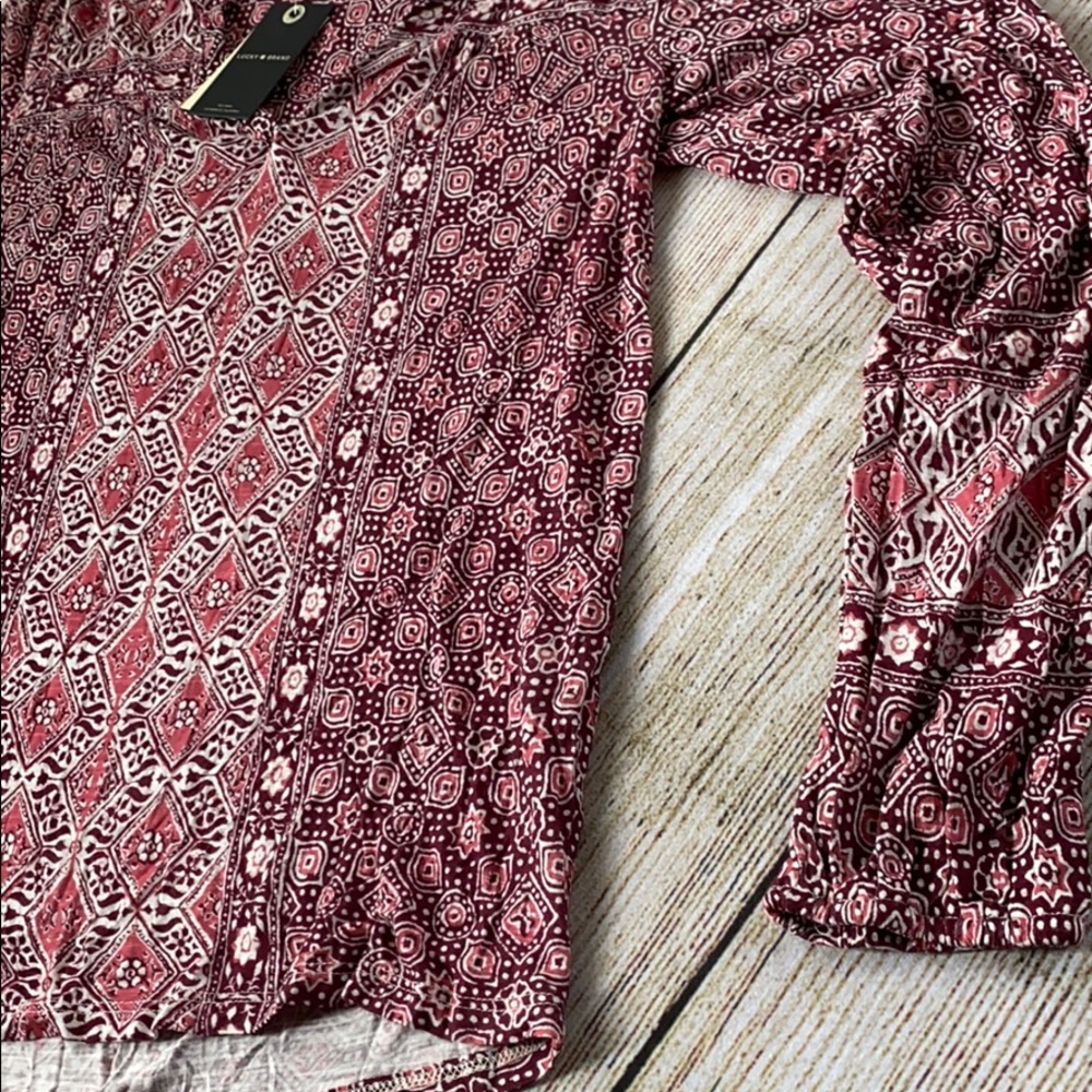 Lucky Brand Printed Split-Neck Top - Picture 3 of 4